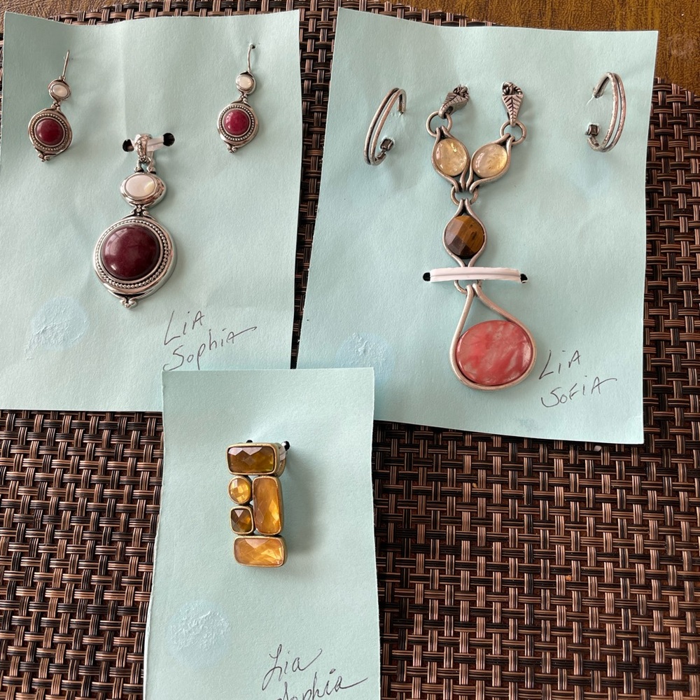 Lia Sophia Red and Amber Necklace Set